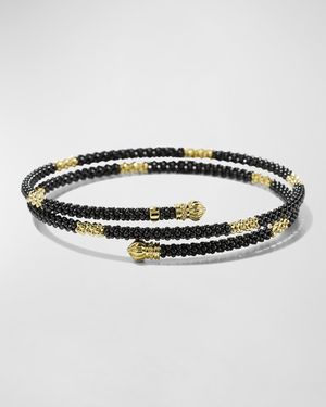 Black Caviar & 18K Gold Medium Striped Coil Bracelet
