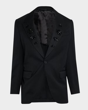 Men's Relaxed-Fit Beaded Lapel Jacket