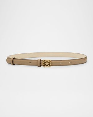 Monogram Metal Leather Skinny Belt