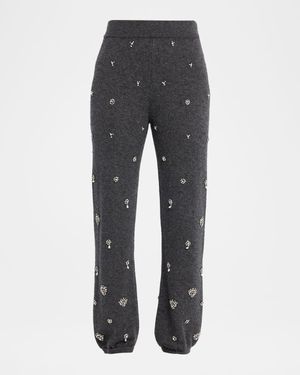 Kandace Embellished Wool-Cashmere Pants