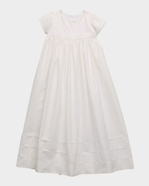 Girl's Harrison Pintuck Christening Gown, Size 0-12M