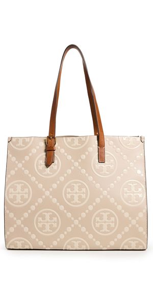 Tory Burch T Monogram Contrast Embossed Tote Longan / New Cream One Size