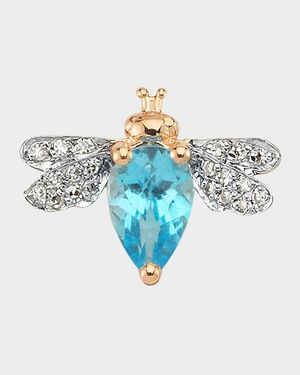 Diamond and Blue Topaz Bee Earring, Single