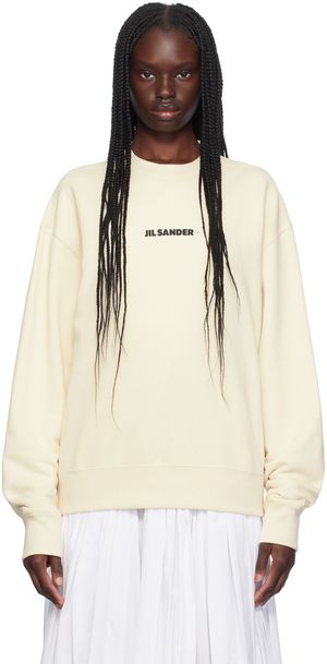 Jil Sander Pull molletonné blanc cassé à logo imprimé