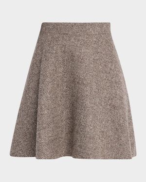 Carded Wool Herringbone Mini Circle Skirt
