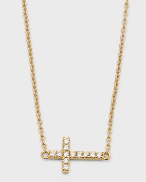 Small Gold Pave Diamond Cross Necklace