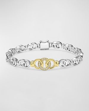 Signature Caviar Two-Tone Interlocking Link Bracelet