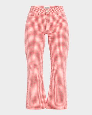 Kenny Gingham Kick-Flare Crop Jeans