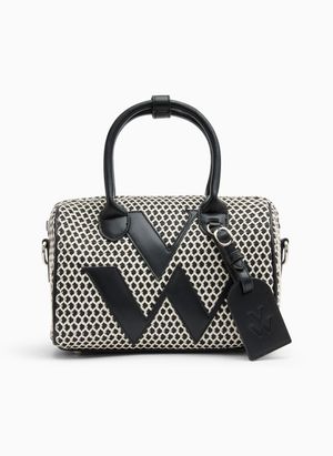 Vanessa Wu - Mini sac bowling raphia et tressé - Taille Unique - Noir