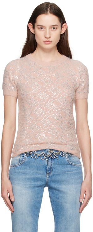 Blumarine Pink Crystal-Cut Sweater