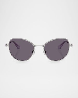 SK7032 Crystal Metal Round Sunglasses