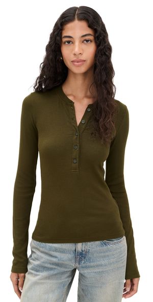Cotton Citizen Verona Henley Dark Olive S