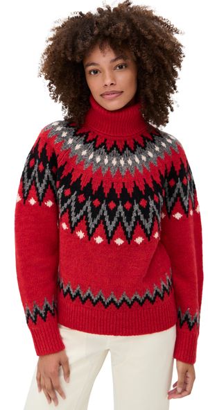 Polo Ralph Lauren Wool Blend Long Sleeve Turtleneck Pullover Sweater Fireside Red Multi XL