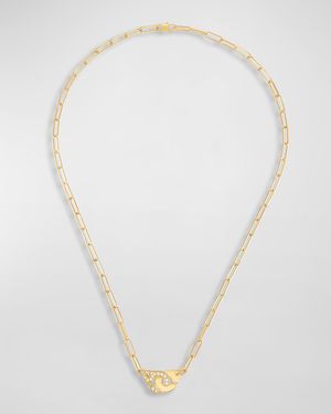 Yellow Gold Menottes R10 Medium Chain Necklace with 1 Side Diamond
