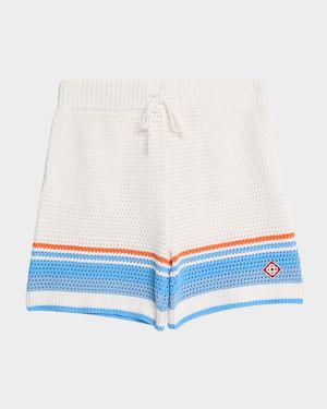 Men's Faux Crochet Drawstring Shorts