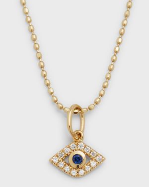 14k Gold Tiny Evil Eye Charm Necklace
