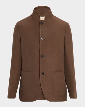 Men's Spagna Linen and Silk Single-Breasted Jacket