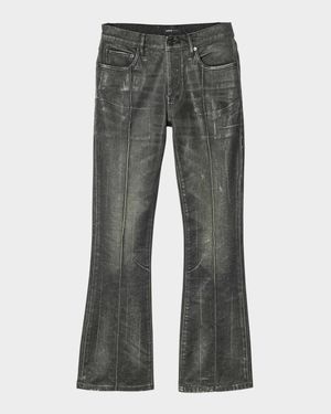 Men's Pintuck Coated Flared Jeans