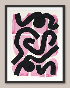 Pink And Black Squiggle' Framed Wall Art