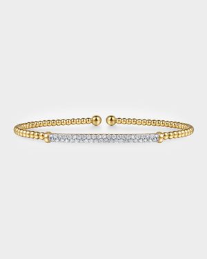 14K Yellow Gold Bujukan Diamond Bar Split Bangle