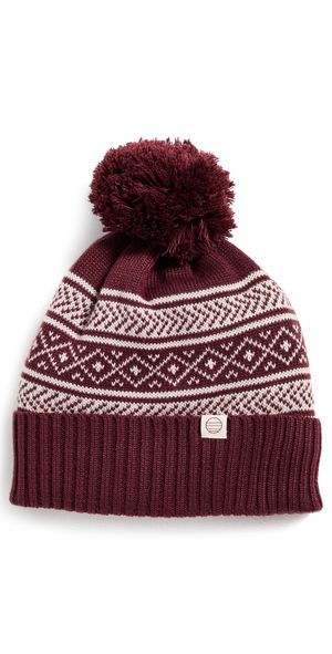 Marine Layer Fair Isle Pom Beanie Burgundy One Size