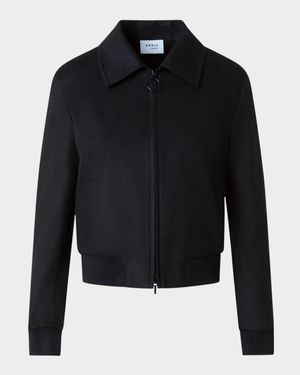 Cashmere-Wool Crop Bomber Jacket