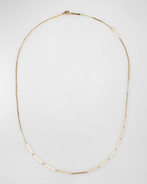14K Yellow Gold Laser Rectangle Chain Necklace, 18"