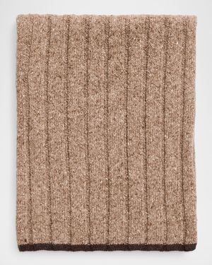 Men's Cashmere Donegal Tipped Rib Knit Scarf