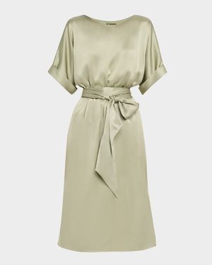 Caren Belted Silk Midi Dress