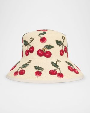 Cherry-Print V-Logo Bucket Hat