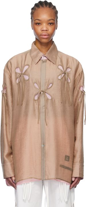 J.Kim Beige & Pink Anton Belinskiy Edition Organza Petal Shirt
