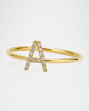 Amelia 14k Gold Diamond Stackable Initial Ring