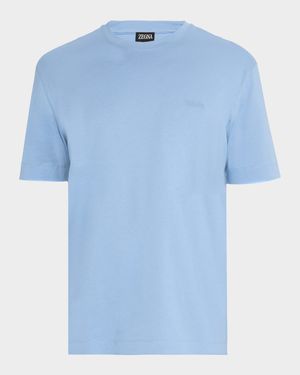 Men's Embroidered Logo Cotton Crewneck T-Shirt