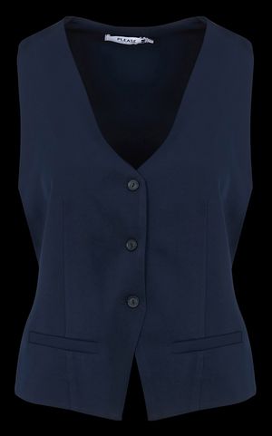 Please - Gilet de tailleur Col V - Taille L - Bleu