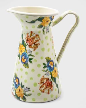 Wildflowers Enamel Large Practical Pitcher, Green