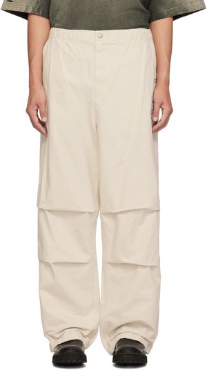 Maison MIHARA YASUHIRO Pantalon parachute beige en tissu antidéchirures