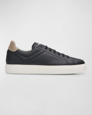 Men's Grained Calfskin Low-Top Sneakers