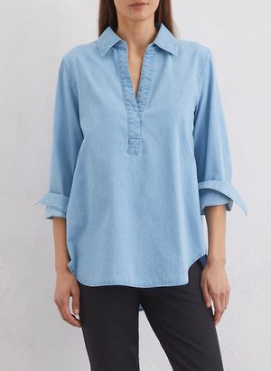 Marc O'polo - Blouse oversize en coton mélangé - Taille 40 - Bleu