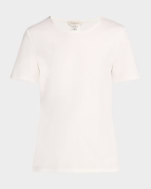 Ribbed Crewneck Cotton T-Shirt