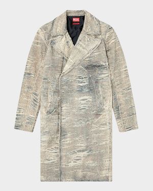 Men's Distressed Prince of Wales Topcoat