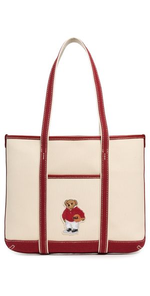 Polo Ralph Lauren Basketball Bear Small Shopper Tote Ecru/Radish One Size