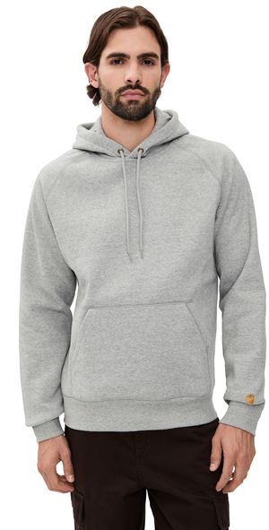 Carhartt WIP Hooded Chase Sweatshirt Grey Heather/Gold XL