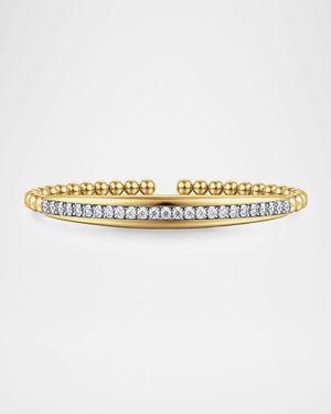 14K White and Yellow Gold Bujukan and Diamond Split Bangle Bracelet