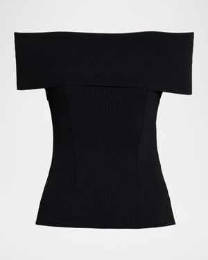 Off-The-Shoulder Short-Sleeve Rib Top