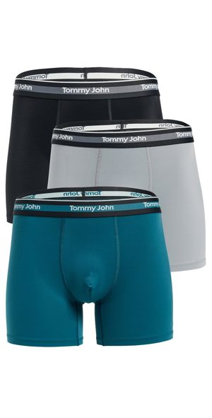 Tommy John Comfort Micro 4 Boxer Briefs 3 Pack Black Monument/Blue Coral L