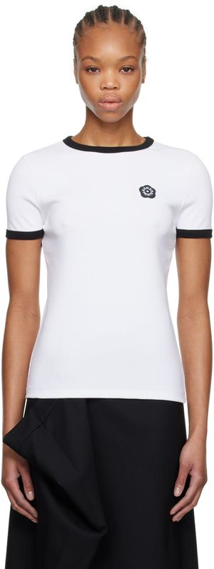 Kenzo White Kenzo Paris 'Boke Flower 2.0' Embroidered Rib T-shirt