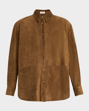 Suede Button-Down Shirt Jacket