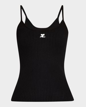 Logo Ribbed Knit Tank Top