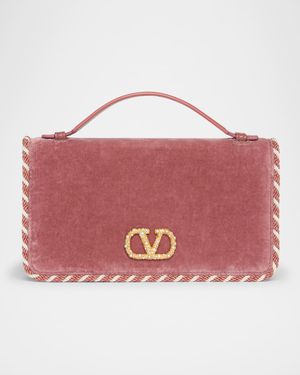 VLOGO Signature Suede Wallet with Chain Strap