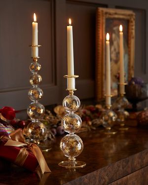 11.6" Gold-Tone Snowflakes Candle Holder